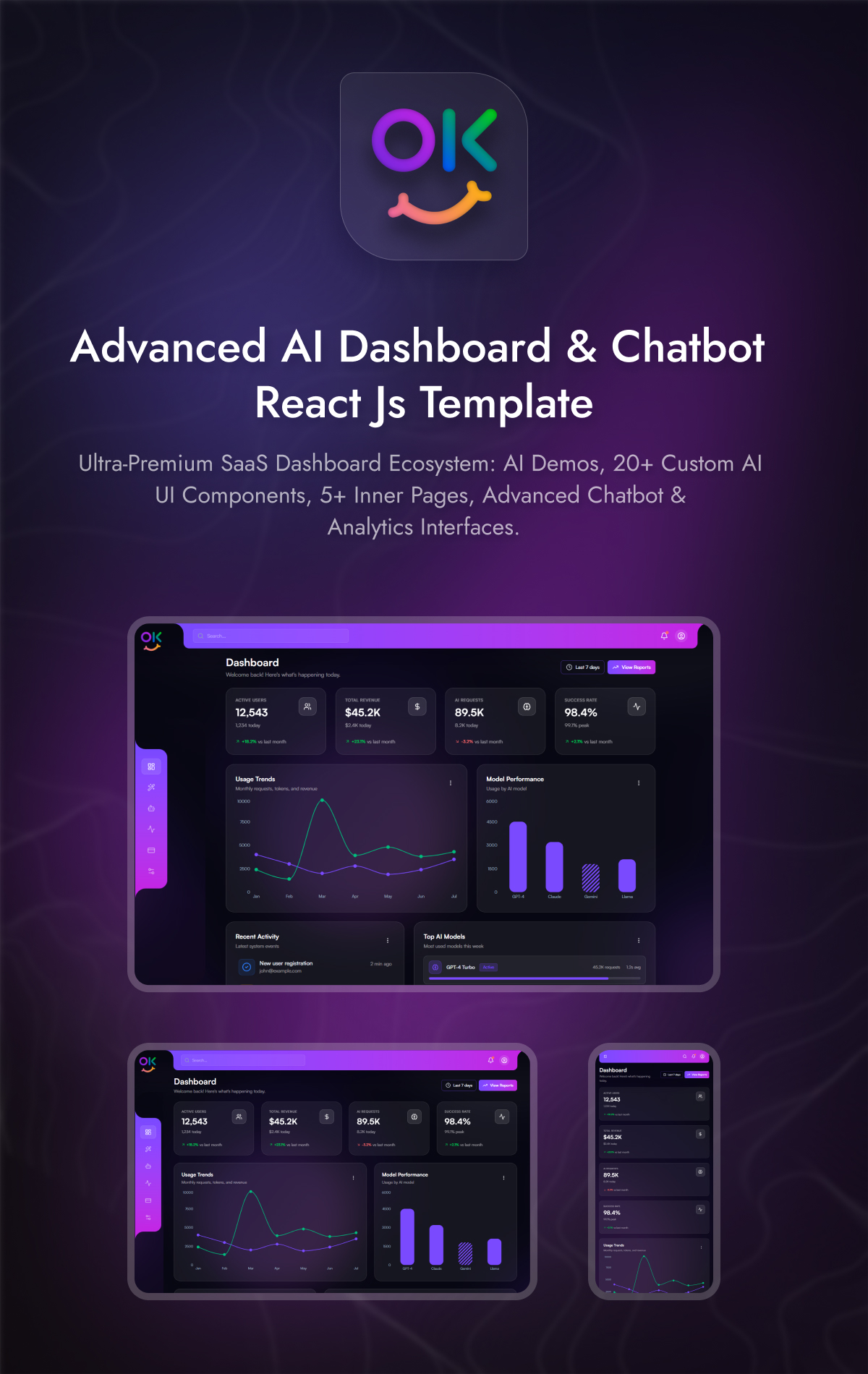 OkyAi - Premium AI Dashboard & Chatbot React Template | RTL & Dark Mode